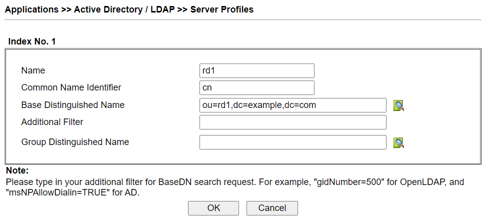a screenshot of DrayOS AD/LDAP server profiles